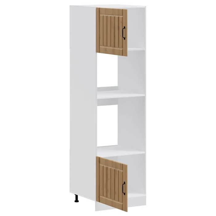 Maison SoldesArmoire Bas（Cabinet/Armoire Placard）- Armoires de four/Colonne micro-ondes 2 pièces Lucca Chêne artisanal Bois di