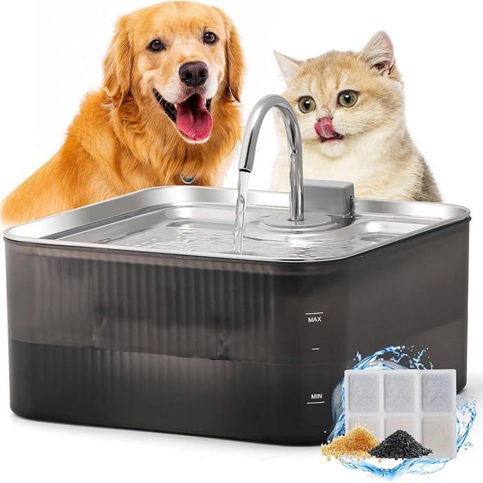Fontaine à Eau Chat et Chien 7L en Acier Inoxydable de Grande Capacité Distributeur Eau Chat avec 3 7L Fontaine à Eau ABREUVOIR