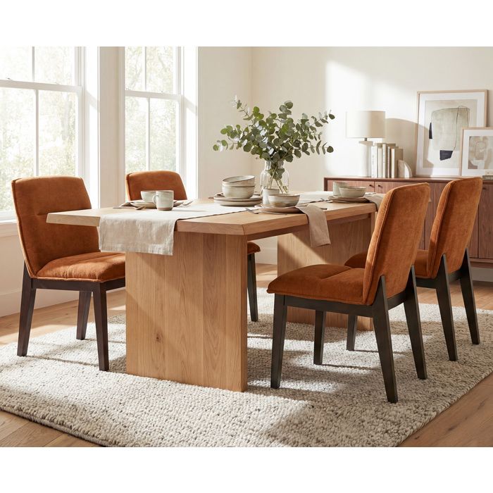 chairus Lot de 4 Chaise Salle à Manger Moderne avec Pieds Bois Chaise de Salle à Manger Rembourrée pour Cuisine Chenille Marron