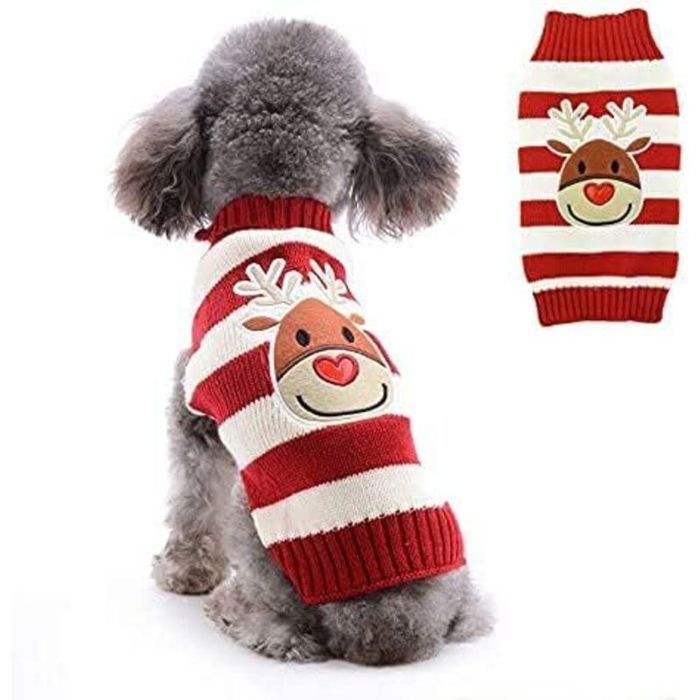 Pull de Noël pour chien - OKZ - Fei Yu - Renne à rayures - Taille XXL - Pour chien de compagnie