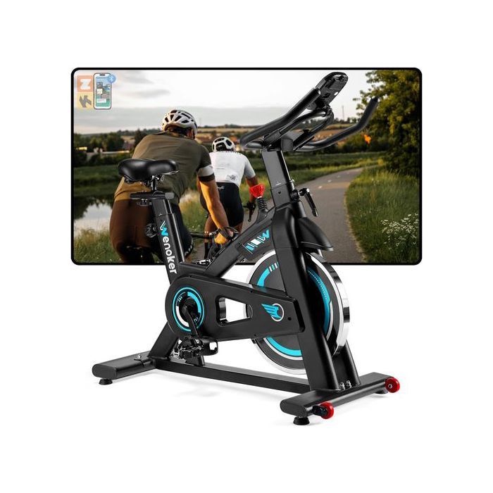 Vélo d’appartement spinning Wenoker avec roue d’inertie LCD support tablette/téléphone