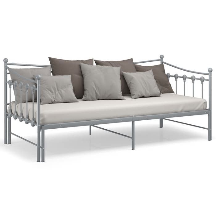 Lit banquette gigogne - RUIGOU- 90x200cm - Métal Cadre de canapé-lit extensible - sans matelas - gris métal 90x200cm @4238955 21del