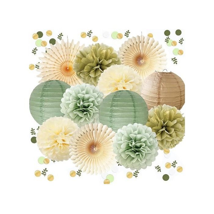 Décorations danniversaire vert clair et beige convenant aux femmes et aux filles décorations de fête bohème vert clair boules