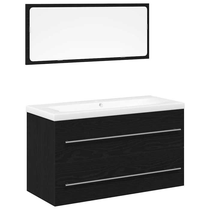 Lot de 3 Meuble de lavabo de salle de bain - vidaXL - sous-vasque - céramique et bois dingénierie - chêne noir - 90 x 385 x 48 cm{