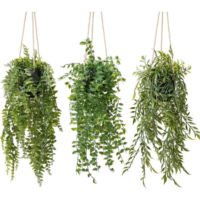 3 Pièces Plante Artificielle Tombante Avec Pots Plantes Artificielles Interieur Pour Decoration Chambre Fausse Plante Suspendue Po