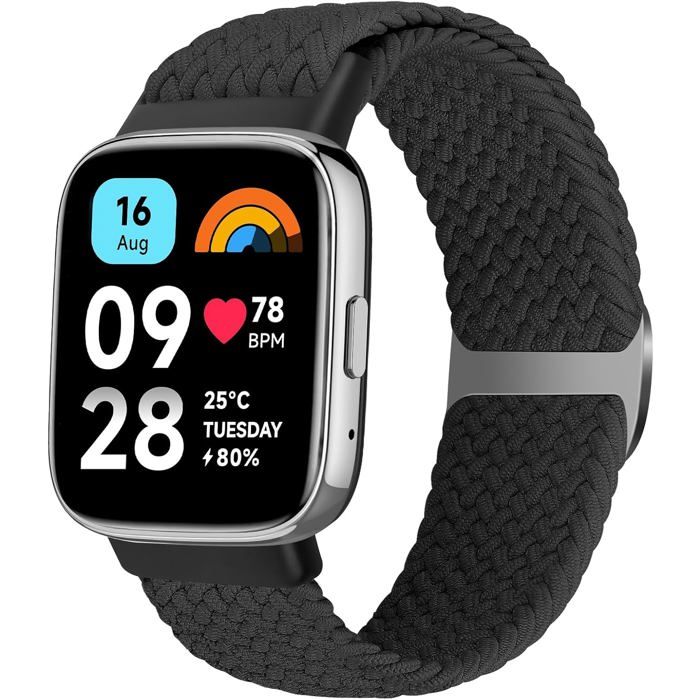 Bracelet Tressée Compatible Avec Xiaomi Redmi Watch 3 Active Pour Hommes Femmes Sport Nylon Réglable Tressé Élastique Bracelet De