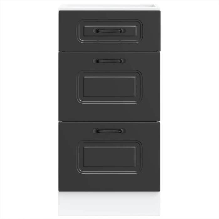 Noir Cabinet cuisine CHIC Meuble bas de cuisine - (1 PC) - « Kalmar » Bois dingénierie noir 40x46x81.5 cm N7233