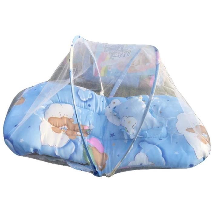 Lit dappoint léger avec matelas épais Lit Bébé pour bébé avec Tente moustiquaire Berceau de voyage pliable pour bébés de 0 à 2 ans size 855245cm