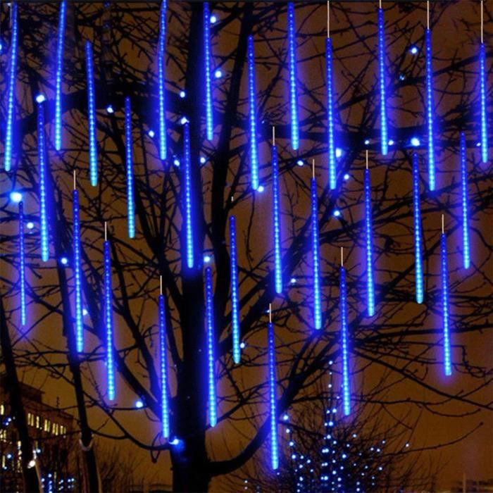 8 Tubes 30CM 24 LED Météore Pluie Lumineuses Guirlandes Étanches pour Décor Noël Mariage Fête Soirée Maison Arbre Jardin - BLEU