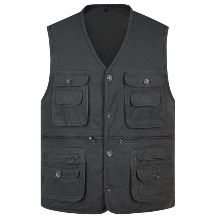 Gilet De Pêche Homme - Maille Séchage Rapide - Multi-poches - été Printemps Automne - Neuf