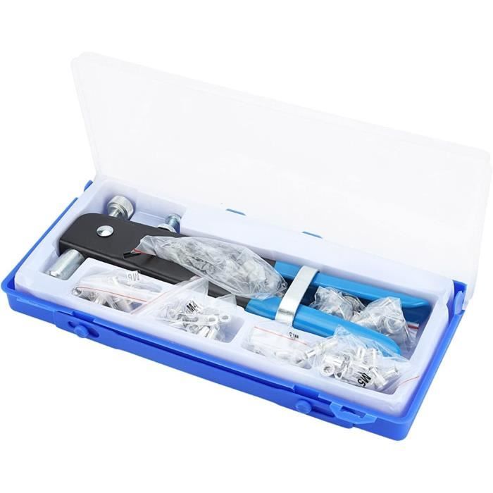 Libraton Pince à Rivets Aveugles Professionnelle - Kit Avec 100 Rivets Et 4 Forets HSS - Aluminium/Acier