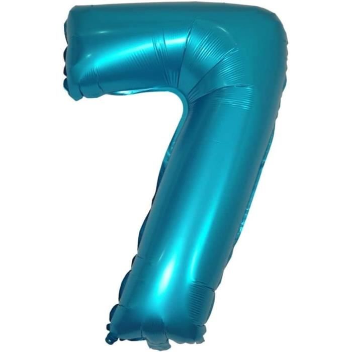 Ballon Anniversaire 7 Ans Bleu XL - Décoration De Fête - Ballon Chiffre