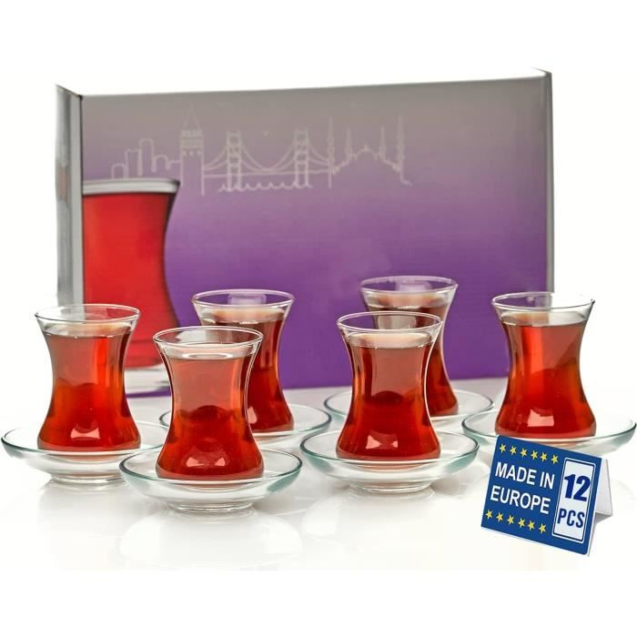 GOSOYO 12 Pièces Ensemble Soucoupes Et Verres à Thé Turcs - Tasses Arabes Persanes 120ml