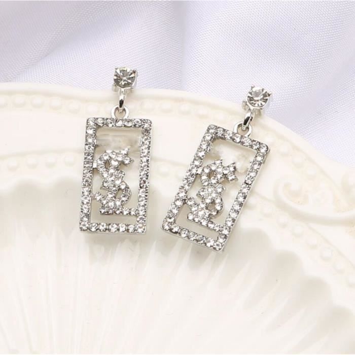 Boucles D'oreilles Pendantes Femme Perles Violettes En Forme De Goutte - Fait Main - Alliage Argenté - Neuf