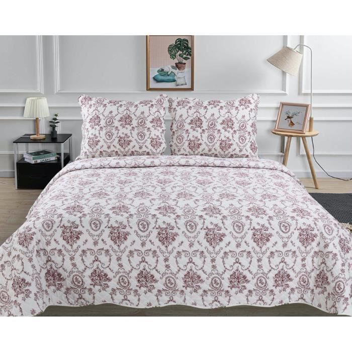 Patchwork Couvre Lit Fanny & Céline Couvre Lit Boutis 2 Places 220x240cm Dessin Imprimé Avec 2 Taies 65x65cm_B-1-115 Couvre Lit 2 Personnes 240x260