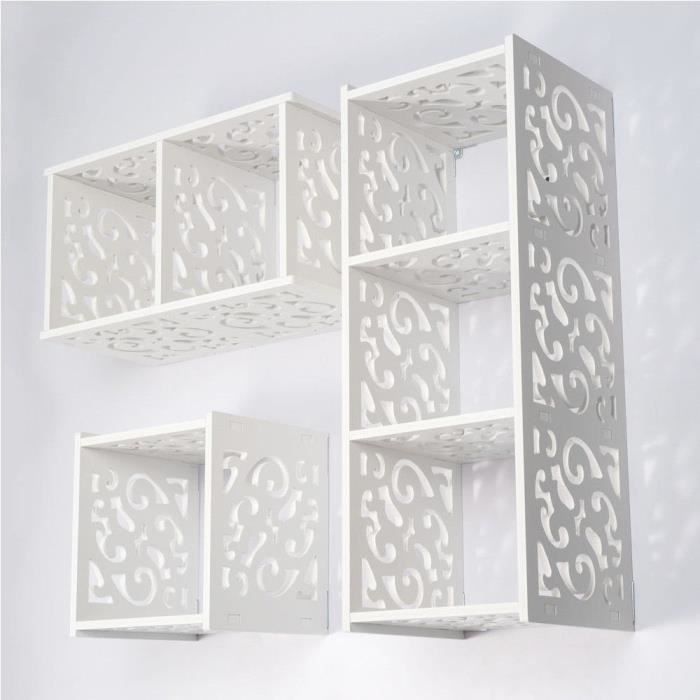 3 Cube Etagere De Rangement Mural Meuble Wpc En Bois Plateau Unite