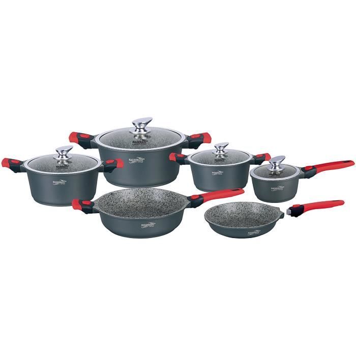 Batterie De Cuisine En Pierre Poignee Amovible 10 Pcs Qualite Superieure Tous Feux Induction Mega Promo Cdiscount Maison