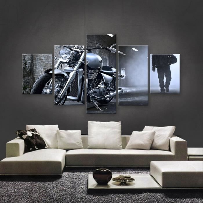 No frame 5 Rétro moto personnalisée décoration de la maison peindre le salon  (30*40cm*2p+30*60cm*2p+30*80cm) - Achat / Vente tableau - toile - Cdiscount