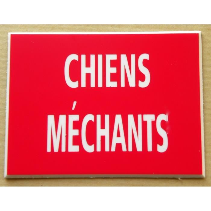 plaque gravée CHIEN MÉCHANT format 48 X 100 MM
