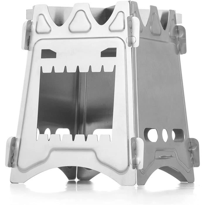 Argent Grand poêle à bois pliable Portable, Camping, randonnée en plein