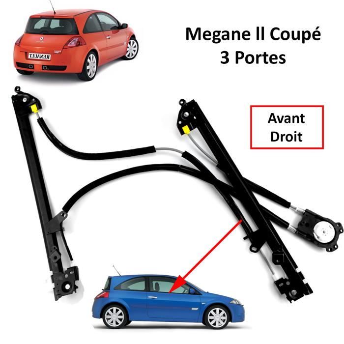 Mécanisme de Lève vitre pour Renault Mégane II Coupé (3 Portes) de 2002 à 2008 - AVANT DROIT (côté passager)
