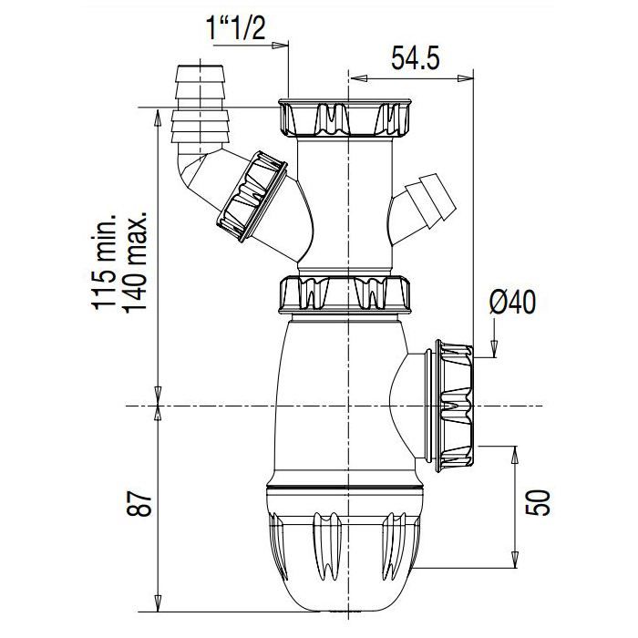 Valentin Siphon Evier Avec Piquage Lave Linge Sortie 40 Mm Achat