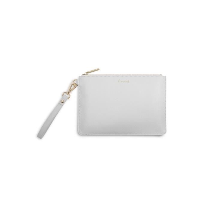 katie loxton petite pochette zippee grise femme en simili cuir avec dragonne le weekend klb258 soft grey taille cdiscount bagagerie maroquinerie