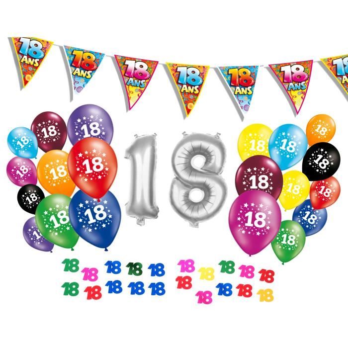 Pack Decoration Anniversaire 18 Ans 44 Pieces Cdiscount Maison