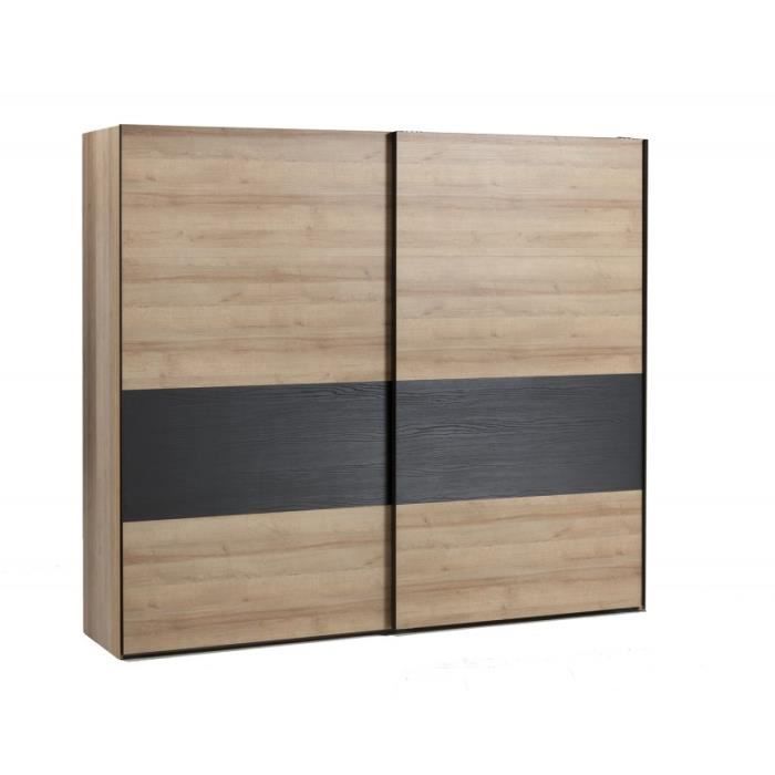 Armoire 2 portes coulissantes bois noir et beige Collection ARIANA