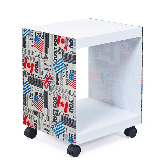 Cube De Rangement Sur Roulettes Imprime Motifs Pays Achat