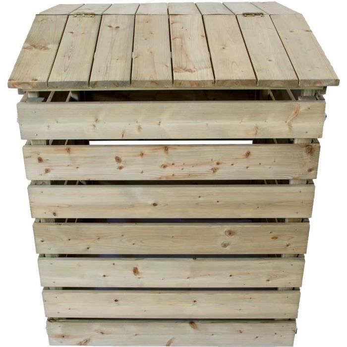 Composteur en bois avec couvercle, 480 L