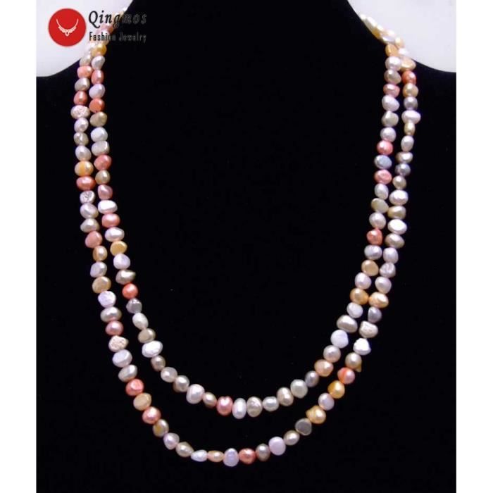 Multicolore 6-7 mm Baroque naturelle d'eau douce collier de perles Femmes les colliers 17"