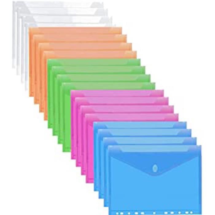 20 Pcs Pochettes Plastiques Perforées A4,Pochette Transparente