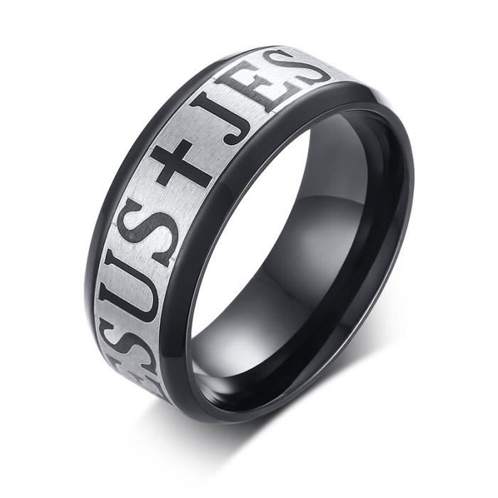 JESUS US size 7 Bague Pentacle Triple deesse pour hommes bijoux en acier inoxydable de 8MM Bible gravee Allah Selda diabete Achat Vente bracelet gourmette Bague Pentacle Triple deesse