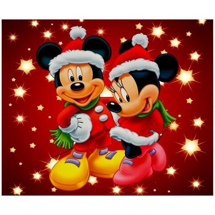 Minnie & Mickey Noël 35*30cm Broderie canevas diamant mosaïque