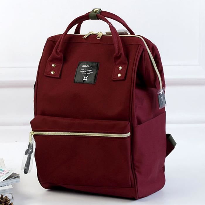 Sac à Dos,600D Oxford imperméable à l'eau un anneau école sacs à dos femmes ane hommes léger - Type Bourgogne-large size