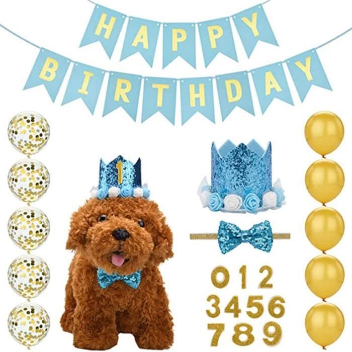 Chien Anniversaire Banniere Ensemble Chat Animal Joyeux Anniversaire 22pcs Chapeau Adorable Chapeau Banniere Mignon Iens Pour Garcon Cdiscount Maison