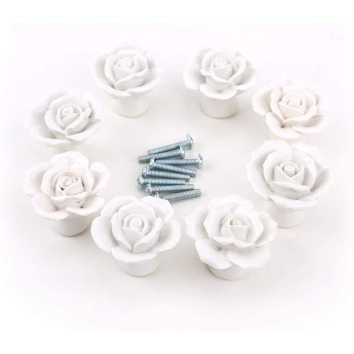 Lot De Boutons De Porte Et Tiroirs En Céramique Blanche – Style Vintage, Blanc – SODIAL