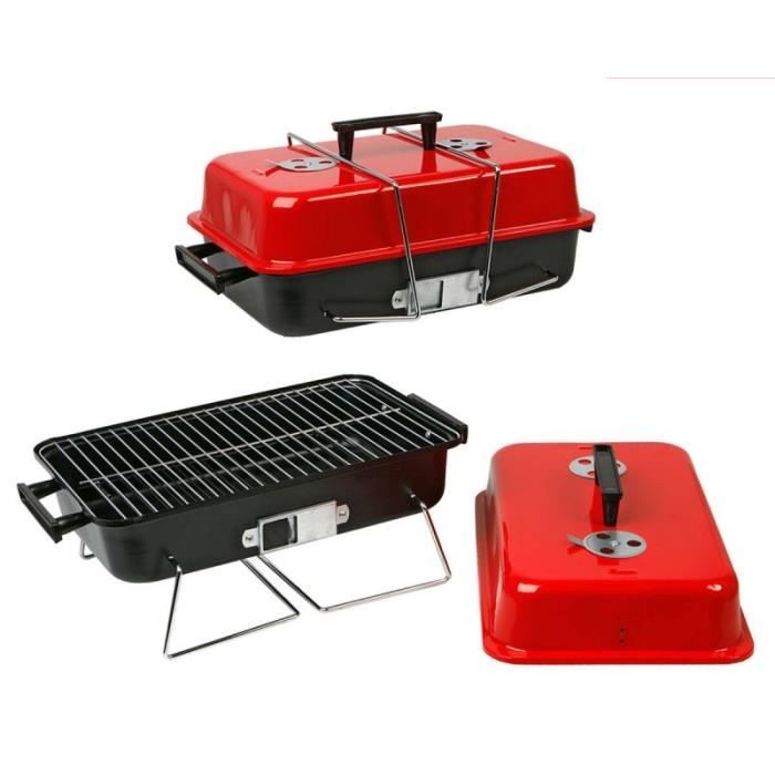 Barbecue Portable - Rouge/Noir - 43 x 25 x 23 cm