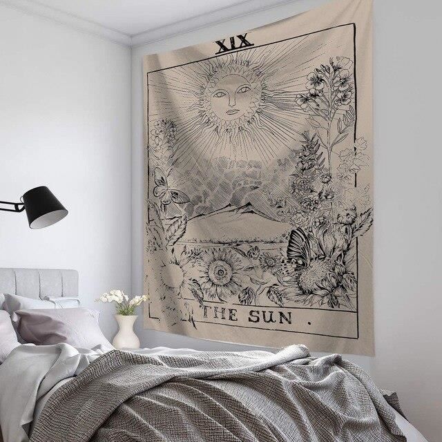 Tapisserie murale style Bohème avec motif Soleil, Mandala de