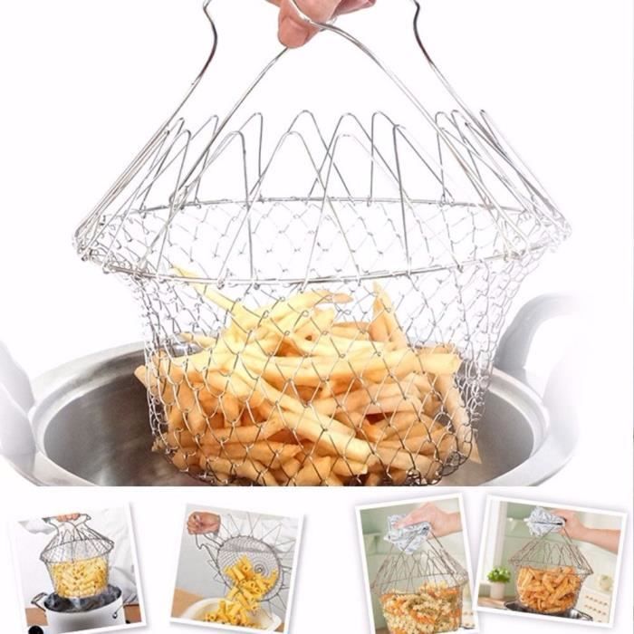 Panier Friteuse Sans Air (air Fryer) - Acier Inoxydable 304, 21x21x6 Cm, Avec Poignée - Pour Cuisson Uniforme - 7