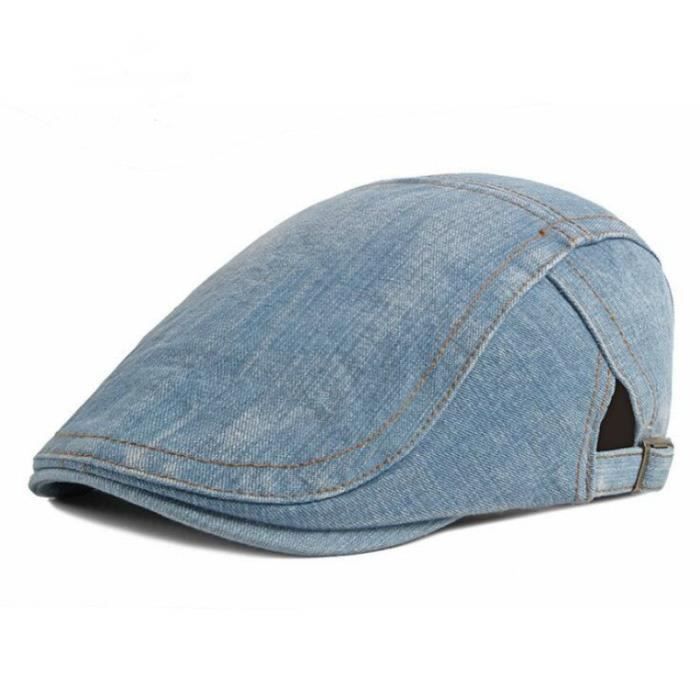 Casquette style béret homme femme ajustable 55-60cm 100% coton et denim Casquette style béret homme femme ajustable 55-60cm 100% coton et denim