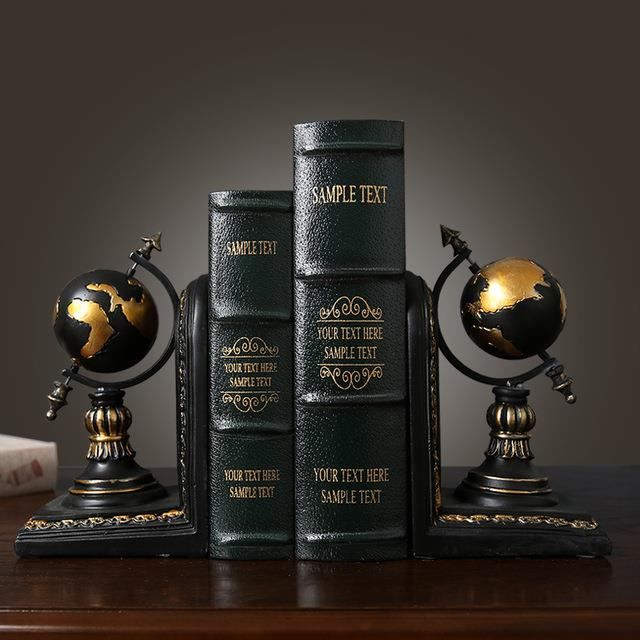 Serre-livres GLOBE COLORÉ / Lot de 2 serre-livres globe rétro