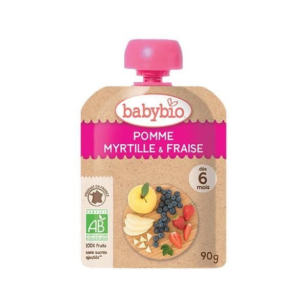 Babybio Fruits Gourde Pomme Myrtille Fraise +6m Bio 90g Achat / Vente