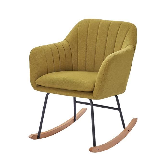 fauteuil rocking chair elsa - baïta - jaune - 1 place - intérieur - scandinave - moderne