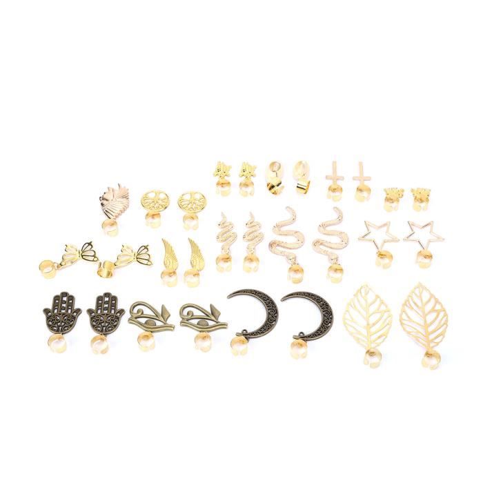124 Perles Dreadlocks Métal Imitation Bois - Pour Tresses, Cheveux, Mariage - Accessoires Ajustables Sans Outil