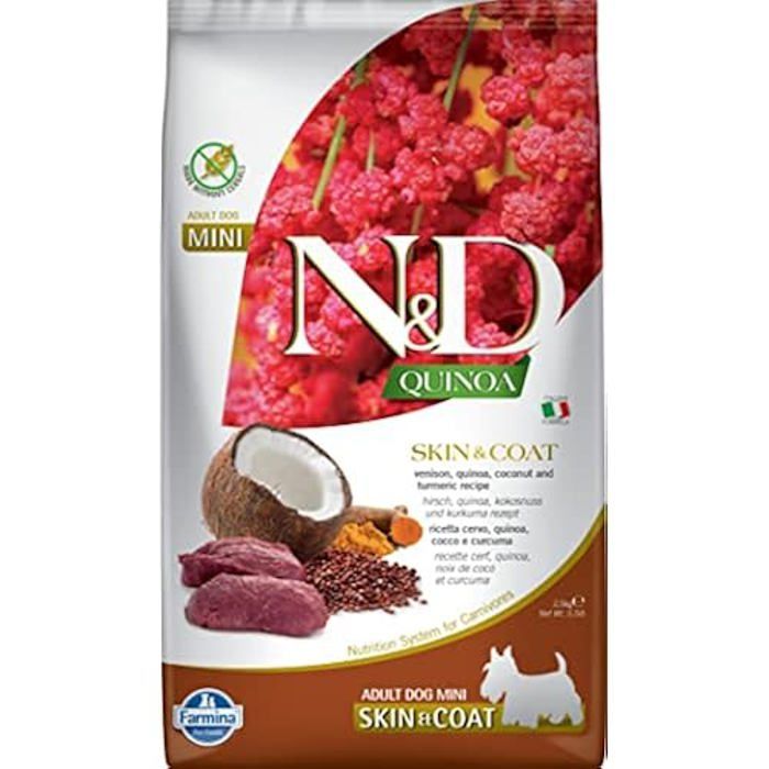 Meilleurs prix pour N&D QUINOA DOG SKIN & COAT VENISON & COCONUT ADULT MINI 25 KG