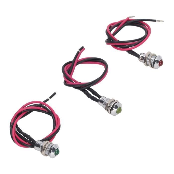 Voyant LED 12V IP65 Étanche 14mm - Indicateur Tableau De Bord Avec 20cm Fil - Rouge Bleu Vert Options