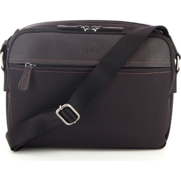 Francinel Grande sacoche homme 2 compartiments en toile et cuir