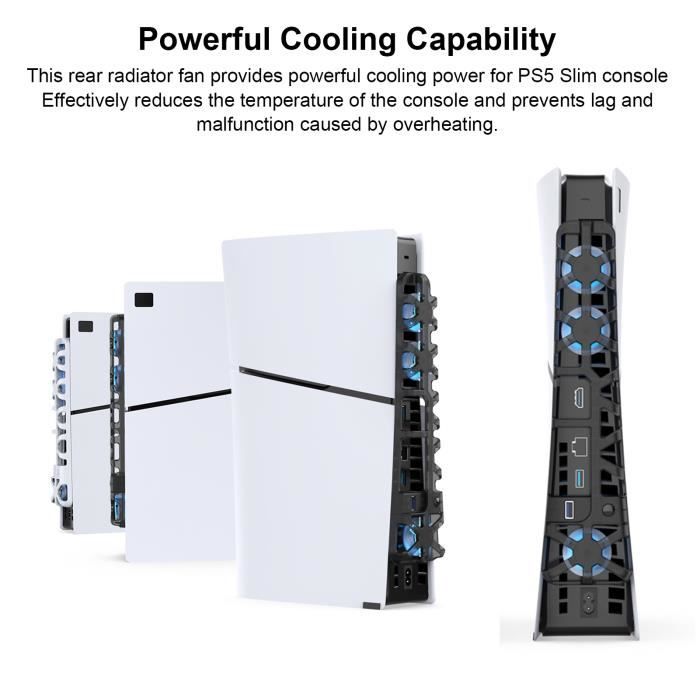 Ventilateur De Refroidissement Pour PS5 Slim - 3 Ventilateurs Avec Vitesse Réglable, Système Efficace Blanc